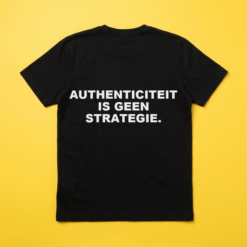 T-shirt Authenticiteit is geen strategie., achterkant