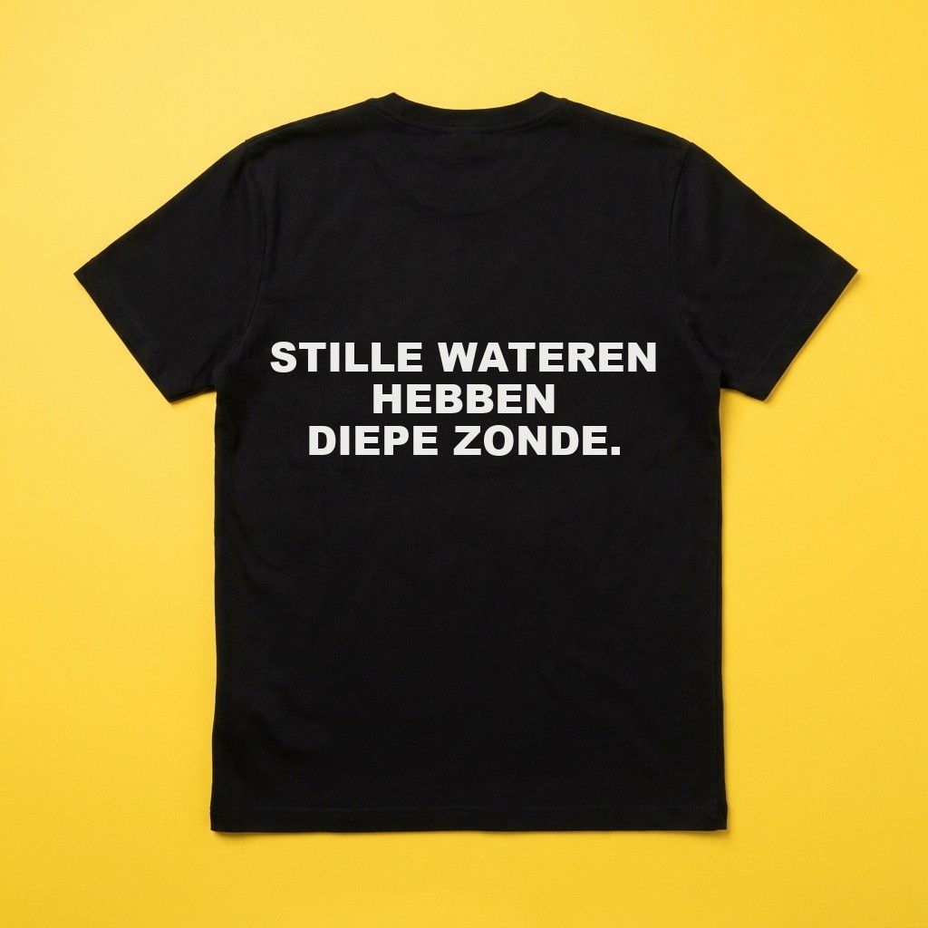 T-shirt Stille wateren hebben diepe zonde., achterkant